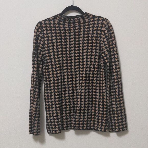 Ann Taylor Tan Houndstooth Mockneck Sweater - Picture 1 of 5